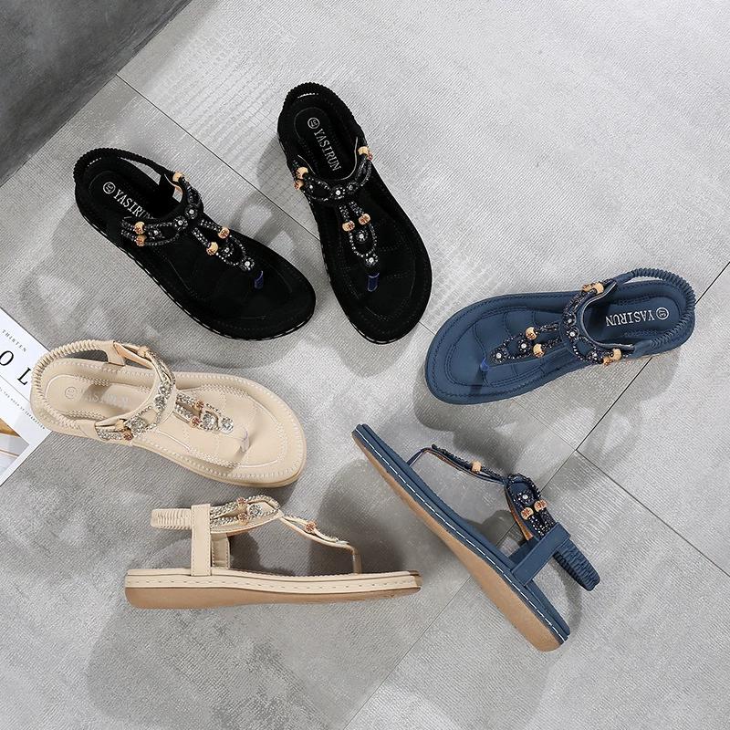 Scarpe Donna 2026 Nuove Sandali da Donna con Punta e Diamanti d'Acqua Perline Tacco a Zeppa Fresco per Donna