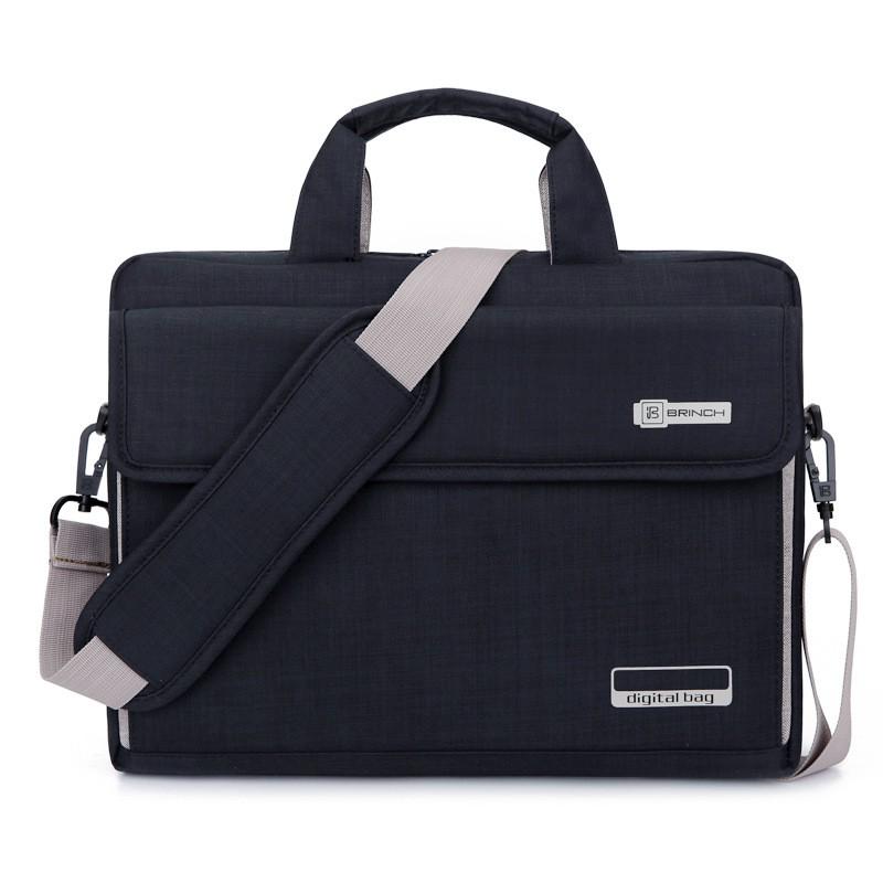 BRINCH Nylon Laptop Bag 14-16 Inch Notebook - Adjustable Crossbody Messenger With Inner Sleeve Water Resistant Shockproof