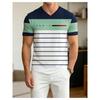 Men'S Striped Short Sleeve V-Neck T-Shirt, Breathable, Quick-Dry, Sweat-Wicking, Skin-Friendly And Comfortable Fit, Suitable for Casual Wear