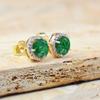Green Round lab crown Emerald stud earrings for women, Gold earrings for her, Gemstone earrings, minimalist earrings, Round stud earrings