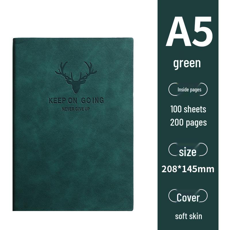 Deer Head Buckle A5 Notebook - Business Thick Notepad for Meeting Minutes