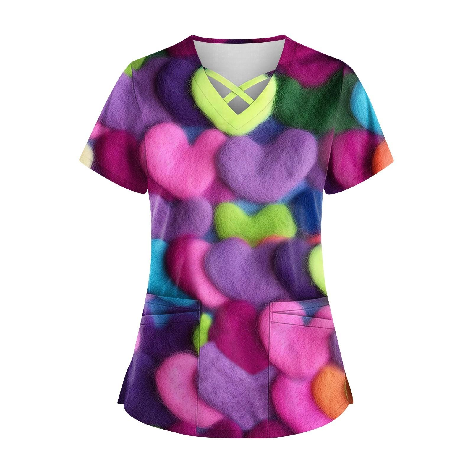 

Жіночий вільний пуловер з футболкою з принтом і короткими рукавами до Дня Святого Валентина XL фіолетовий