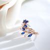 Luxury Full Paved Blue Purple Green Natural Zircon Open Rings For Women  Rose Gold Color Hollow Flower Vintage Jewelry