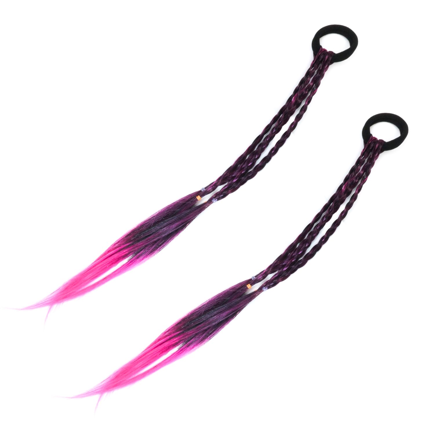 

Braided Extensions Just Tie Wig Braid Dance Flashy Halloween Cosplay Sparkling Punpun Round [Pink] [2 Pieces] HEK-004