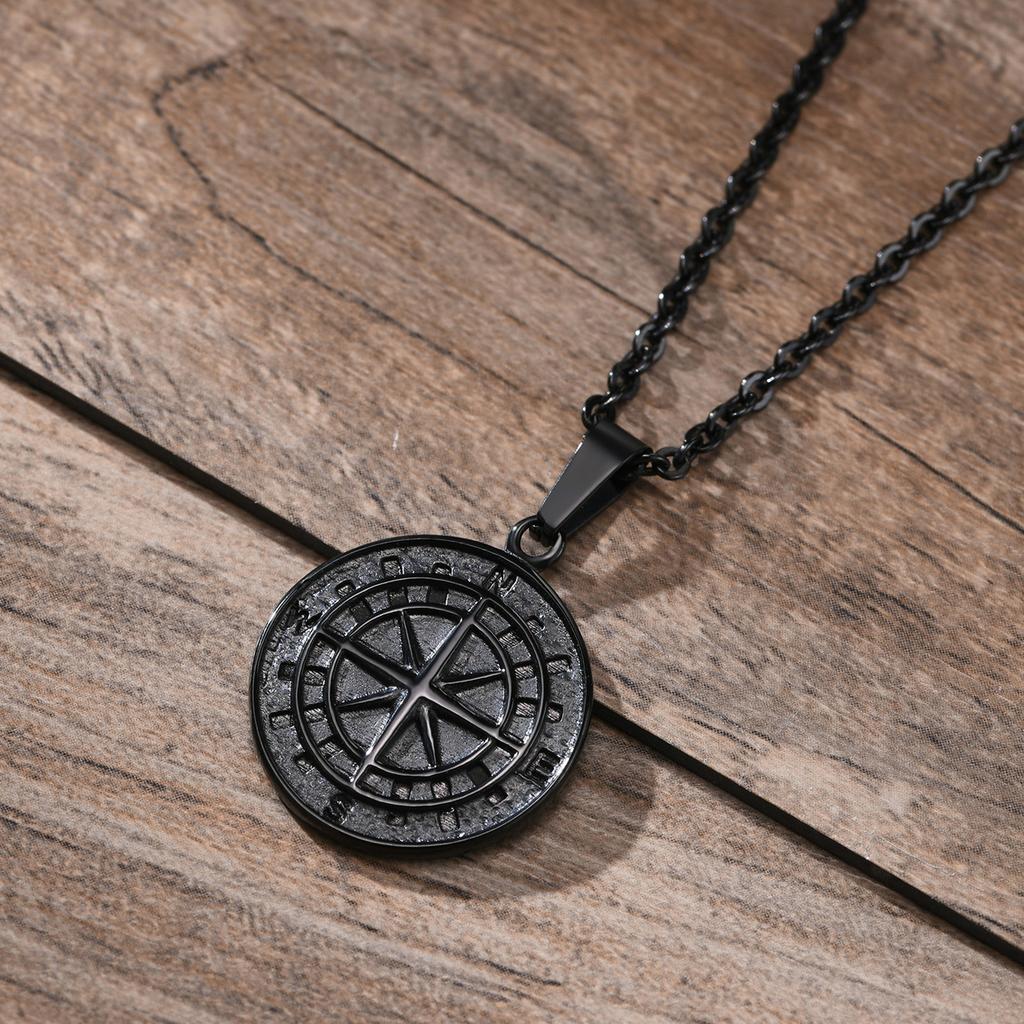 Vnox Vintage Compass Necklace for Men Stainless Steel Star Pendant Viking Sailing Jewelry Gift