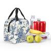 Chinoiserie Insulated Lunch Bag Blue and White Outdoor Bule Birds Flowers Reusable Waterproof Thermal Bento Bag for Work School