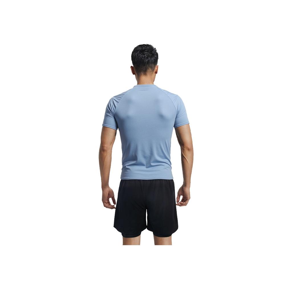 Li-Ning Waterproof Chlorine Resistant Simple Solid Color Speed Training Short Sleeve Swimwear Men swimwear Blue LNYW821-4