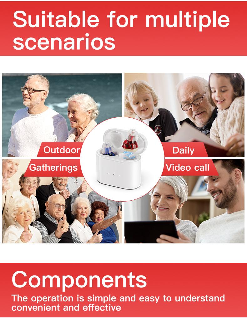 Rechargeable CIC Hearing Aids for Seniors with Accessories and Sound Amplifier