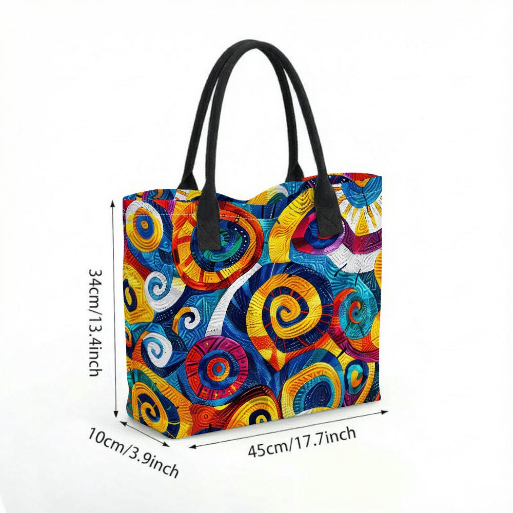 Colorful Spiral Pattern Tote Bag Casual Daily Large Capacity Shoulder Handbag