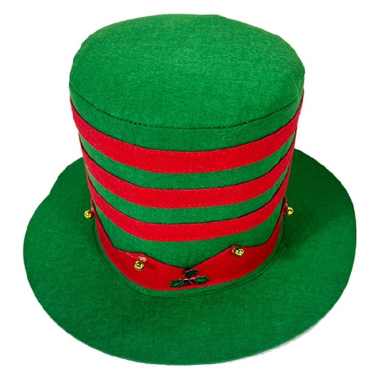 

Christmas Hat Top Hat New Year Festive Green Stripes Christmas Party 1 зелений