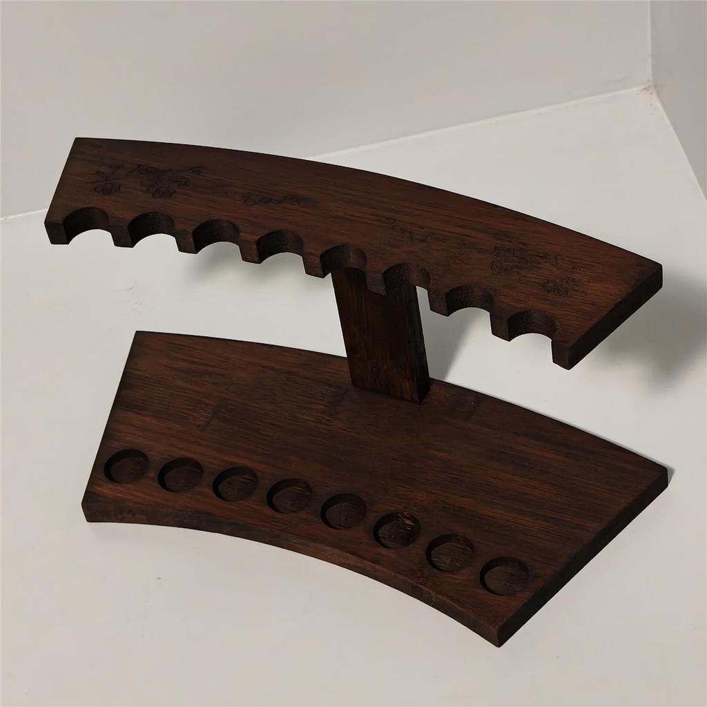 Exquisite Dark Brown Bamboo Incense Holder & Tube Display for Agarwood Sticks