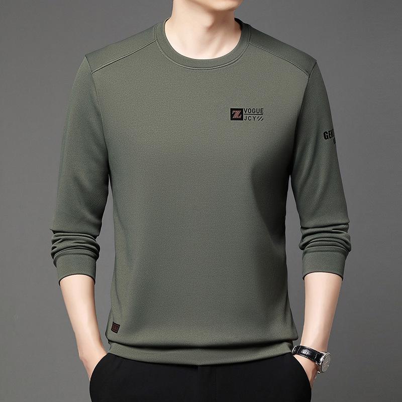 Hanorac de pluș pentru bărbați Toamnă/Iarnă - Gros, Gât rotund, Mânecă lungă, Pulover simplu de modă cu imprimeu