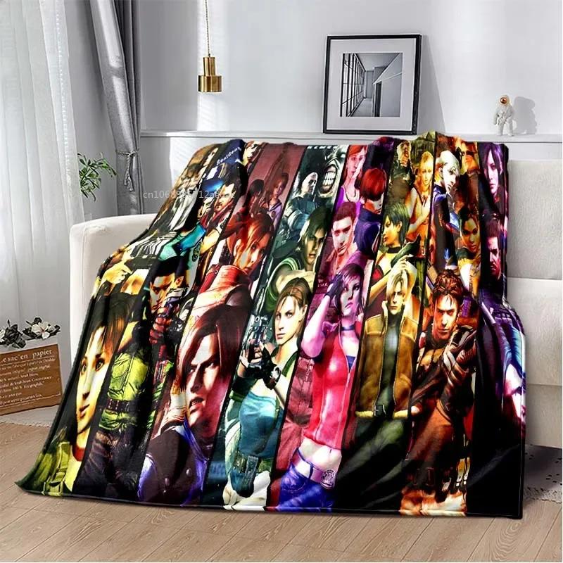 R-Resident Evil Game Gamer Soft Plush Blanket Leon Ada Red Umbrella Blanket for Living Room Bedroom Bed Sofa Picnic Office Cover