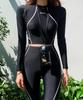 2019 Korean Style Women's Two-Piece Long Sleeve Swimsuit with Sun Protection