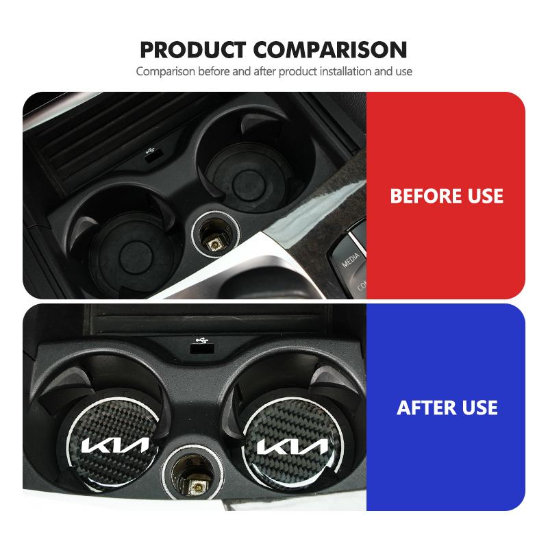 MYMX8 1/2pcs Car Silicone Coasters Water Cup Pads Non-Slip Mats For KIA Stinger Optima Cerato Soul Venga Forte Spectra Sedona