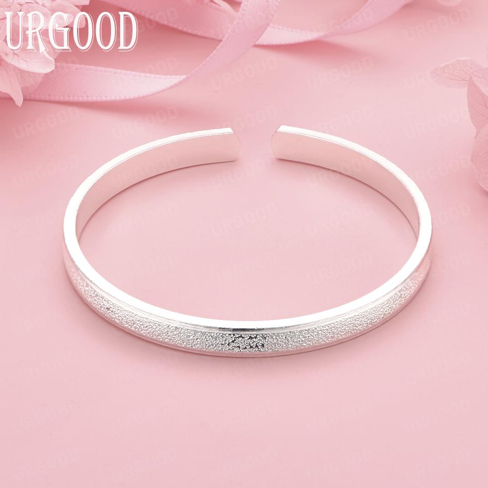 Браслет-обруч из стерлингового серебра 925 пробы с матовым кругом, модная бижутерия 55MM