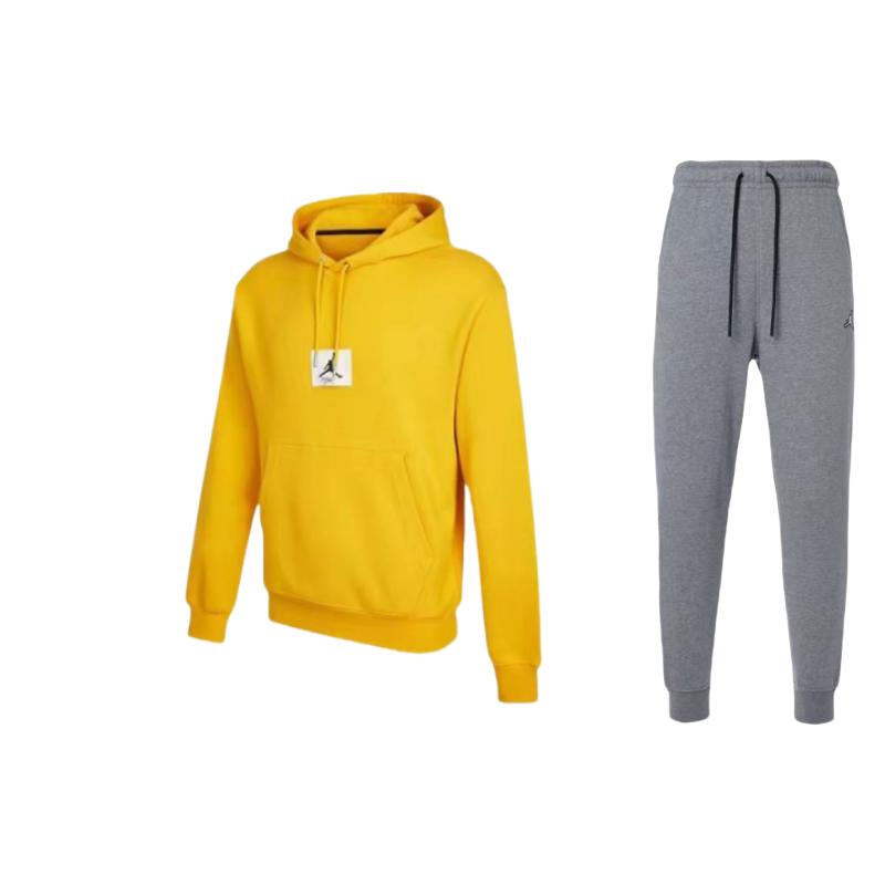 

Jordan Solid Color Logo Print Hoodie And Drawstring Long Pants Casual Sports Set Unisex sets DQ7341-091+DA9817-713 XL