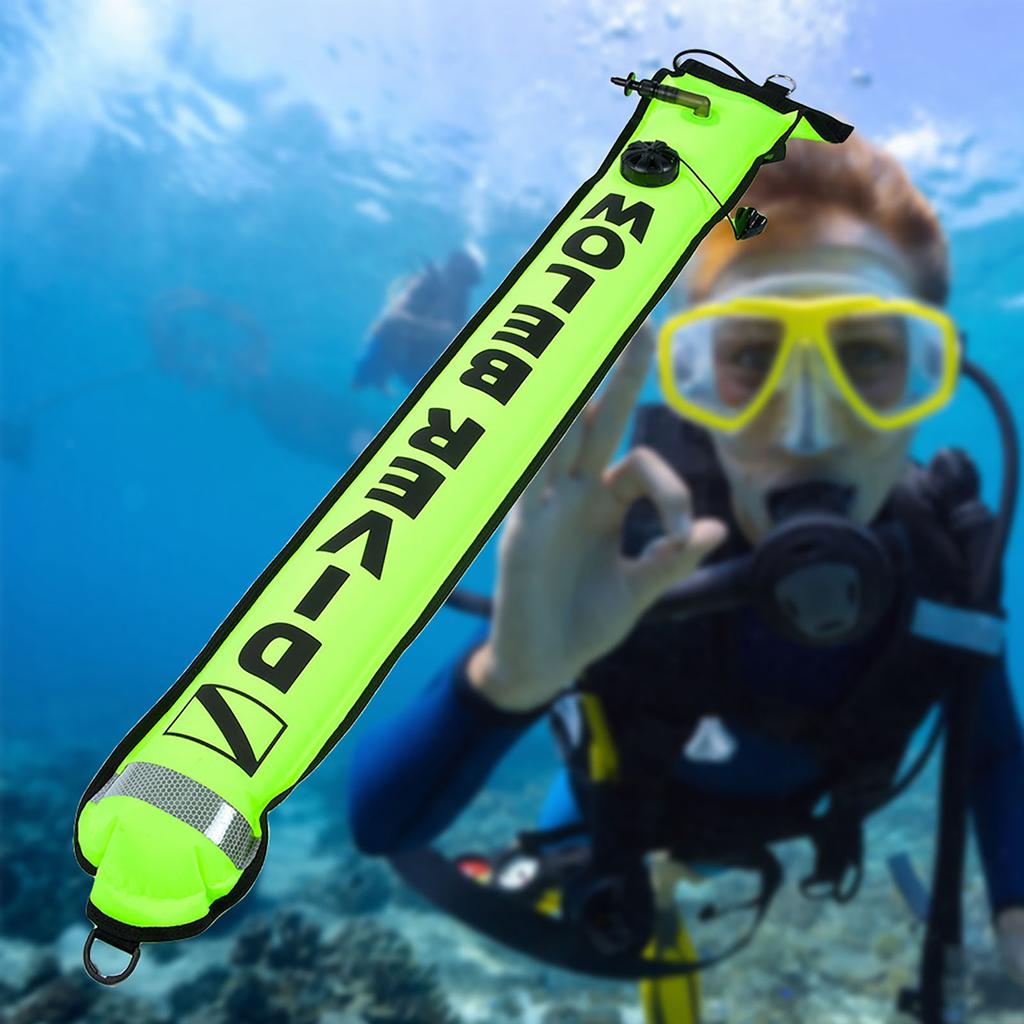 4FT High Visibility Inflatable Scuba Diving SMB Surface Signal Marker Buoy(Fluorescence Yellow)