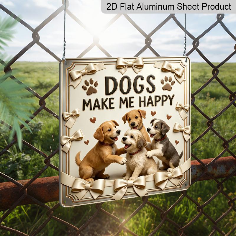 2D Flat- 1pc, Cute Dog Healing Vintage Square Aluminum Sign, Playful Cute Dog Healing Text Theme Decoration Hallway or Living Room Joyful Display