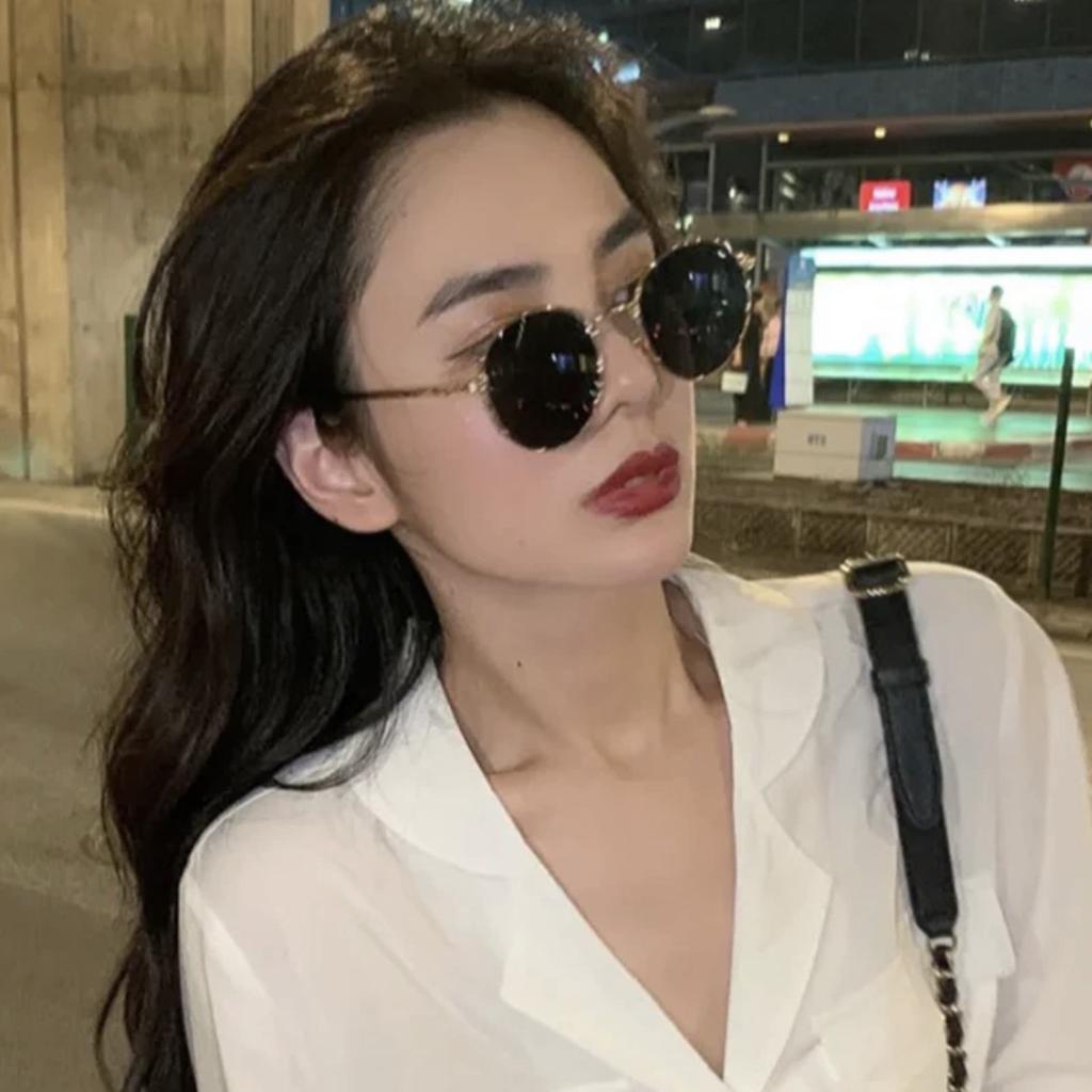 Sunglasses Women'S Trendy Retro Sunglasses Street Shooting Round Frame Glasses