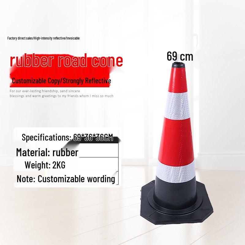 Reflective Rubber Traffic Cone: 70cm Triangular, 90cm Highway, Square, Cone-Shaped Barrel, Lifting Ring