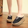 Fashion 2025 New Retro Handmade Women Canvas 5cm Platform Mules Slippers Butterfly Black Beige Leopard Comfortable Casual Slip On Shoes