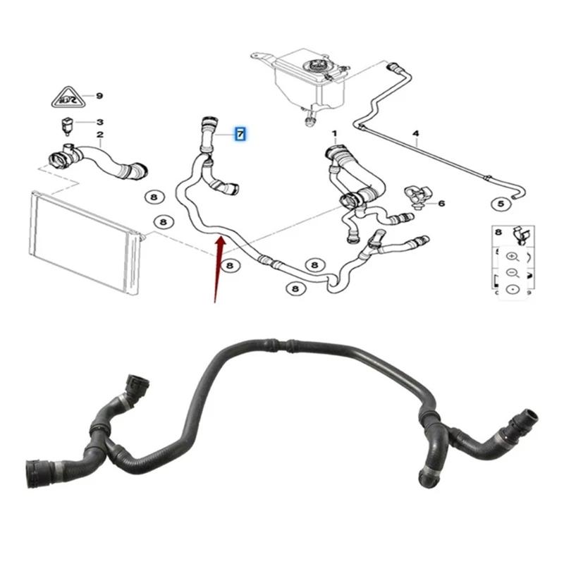 Expansion Tanks Radiator Coolant Hose 17127542206 17127521779 7521779 for E60 E61 E90 E88 E91 Water Tanks Radiator Hose