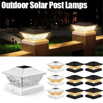 Lâmpadas solares para postes ao ar livre, luzes de deck movidas a energia solar para postes em decoração de jardim, luz solar brilhante para postes de 2 modos
