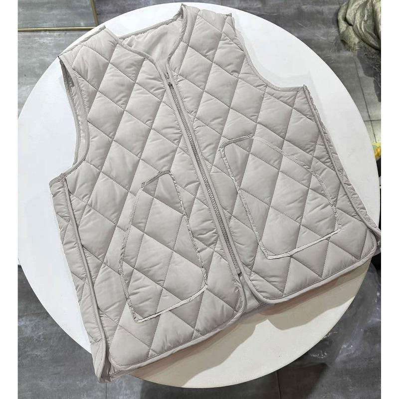 Autumn and winter vest women fleece thickened middle-aged and old mother short wear cotton-padded clothes, fragrant wind sleeveless thermal vest