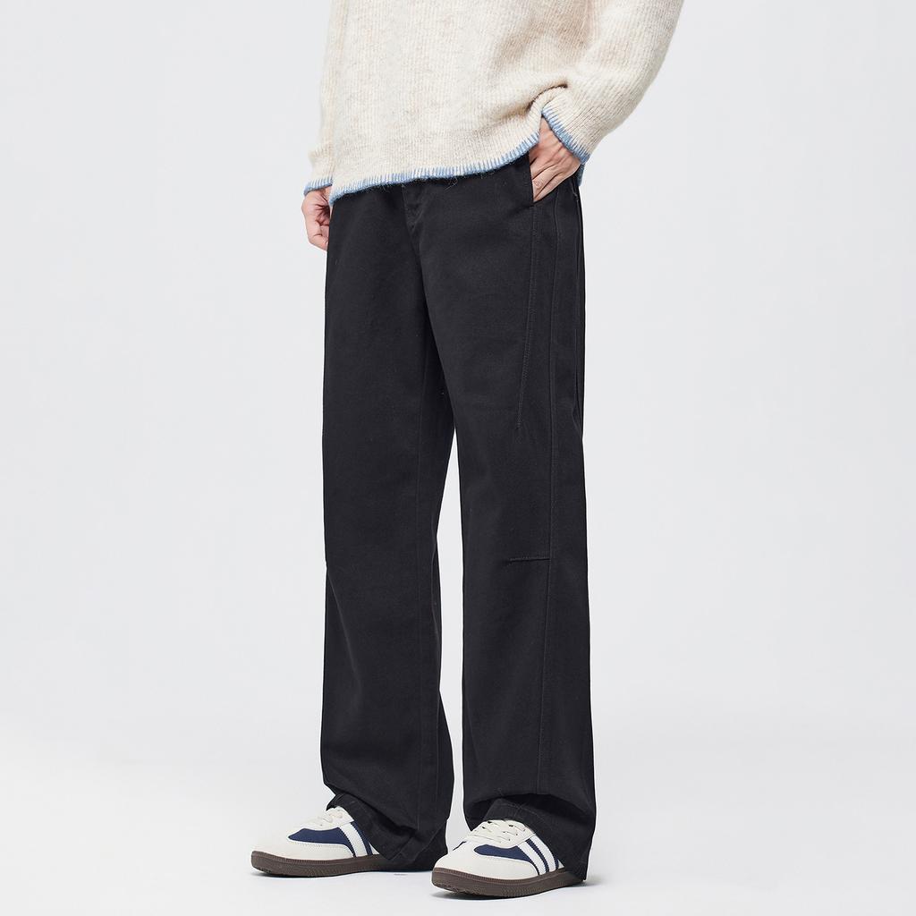 Twill cotton American straight casual pants design sense splicing trendy brand boys nostalgic loose breathable casual trousers