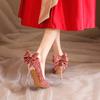 Xiuhe Wedding Dress Bridal Crystal Sequins Bar Mitzvah Pearl Chain Bow Women's High Heels Wedding Shoes