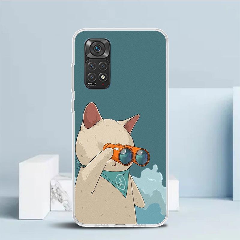 

Милый Мультяшный Счастливый Кот Чехол для Телефона Для Xiaomi Redmi Note 15 14 14S 13 12S 12 Pro Plus 11S 11 11T 11E 10S 10 + Мягкая Задняя Крышка из ТПУ Note 14 Pro Plus