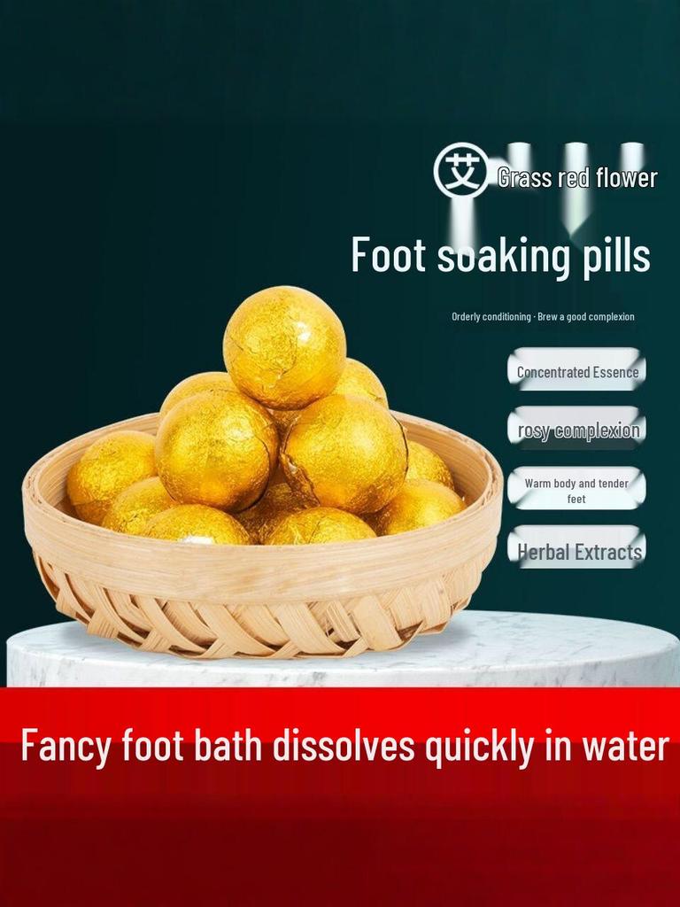 Mugwort & Safflower Herbal Foot Soak Balls - Softening, Warming Essence for Relaxing Foot Care