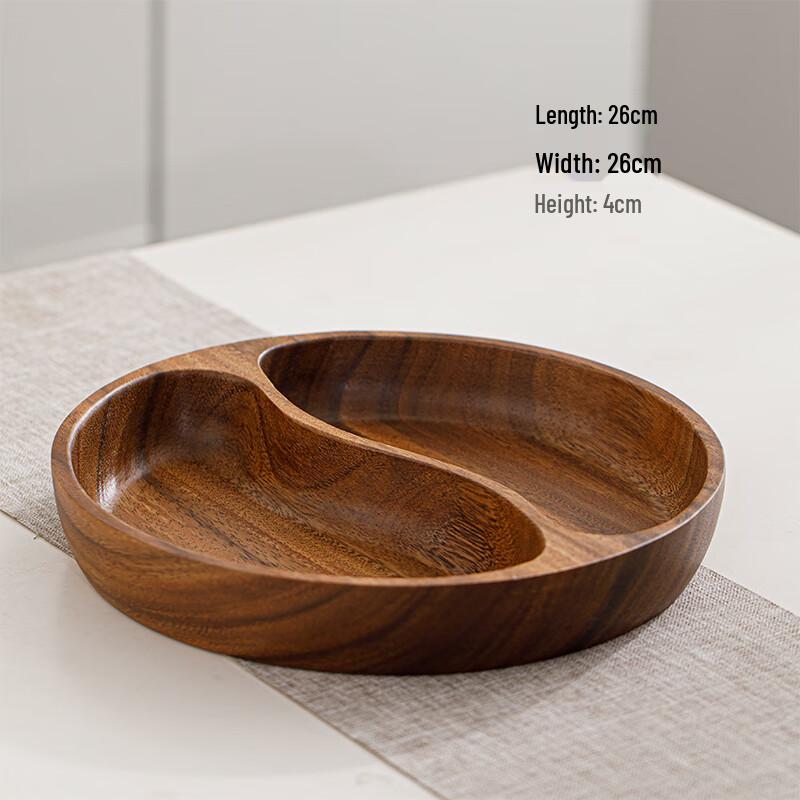 Wuhe Solid Wood Round Tai Chi Snack & Fruit Plate