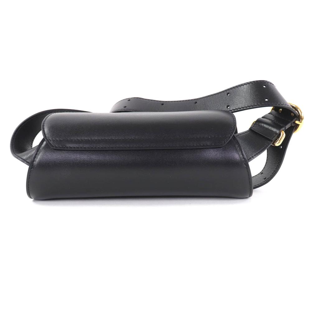 Great JIL SANDER Cannolo Mini Shoulder Bag With Logo Black Leather J08WD0008 Used