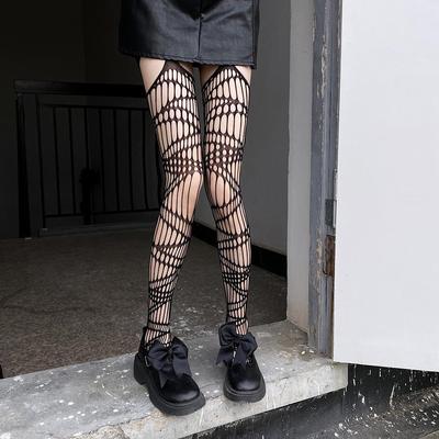 Transparenter schwarzer Einteiler im japanischen Stil mit Spitze, Strumpfhaltern, offenem Schritt und rutschfestem Design