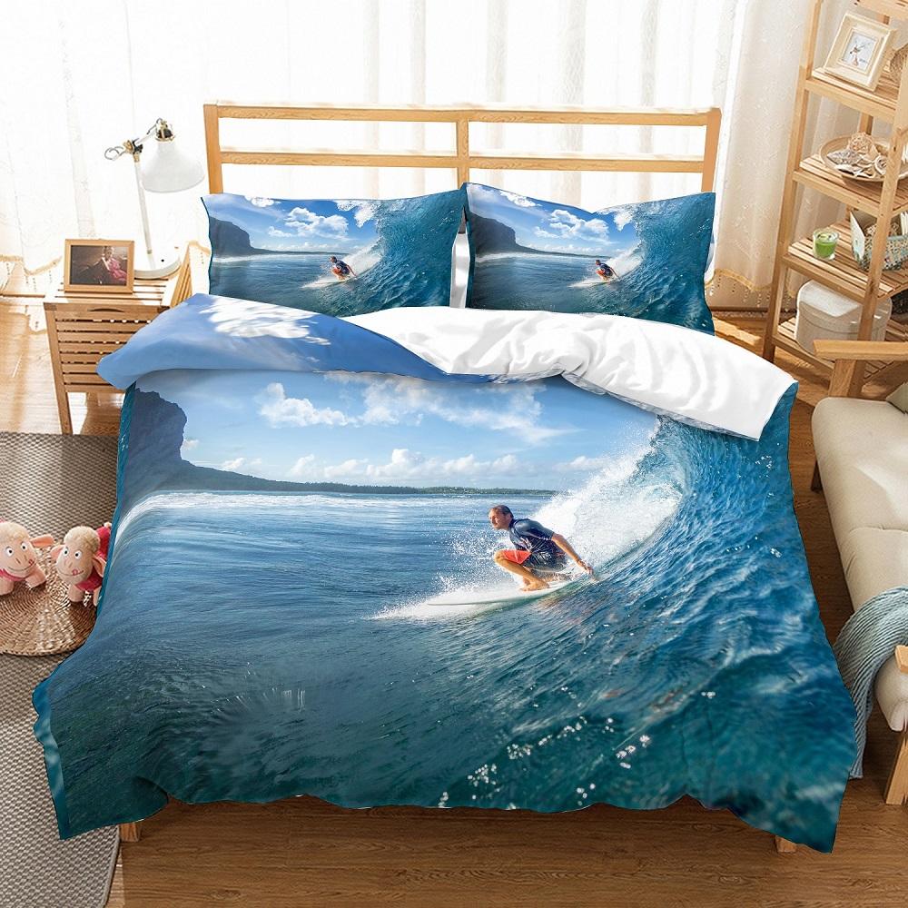 Sea Surfing Bedding Set Surf Modern Outdoor Extreme Sports Duvet Cover Queen King Ocean Surfboard 2/3Pcs Quilt Cover