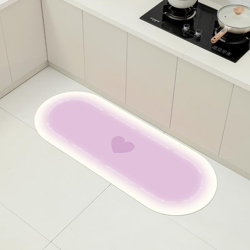 Floor Mat for Kitchen Non-slip Waterproof Oil-proof Carpet Pink Gradient Heart Rug Long Size Home Decoration Foot Mats