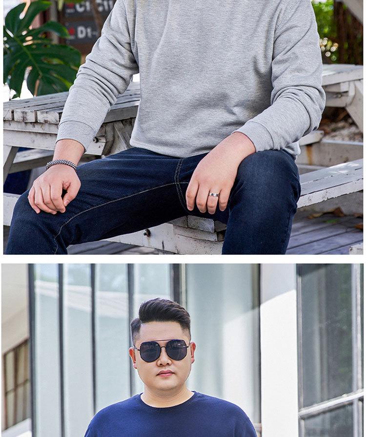 Plus Size Men's Velvet Sweatshirt: Loose Fit, Short Sleeve, Trendy Crew Neck
