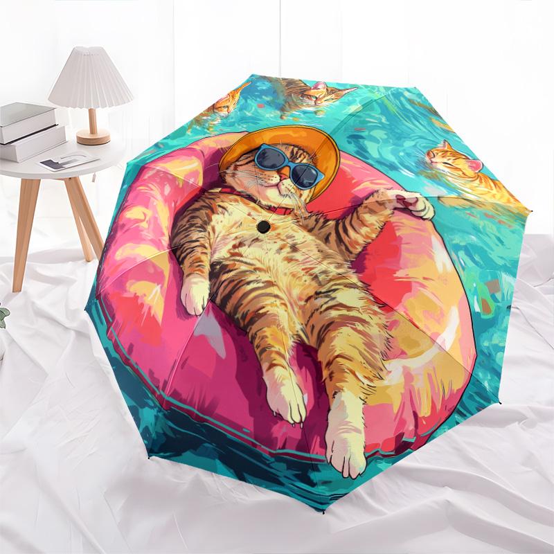 Aquatic Animals pattern, automatic folding umbrella, portable and foldable design, 8 ribs, a Christmas or birthday gift.