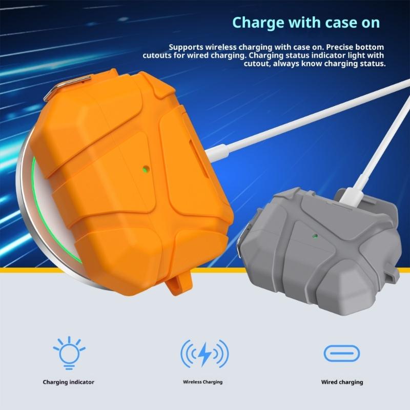 Secure Lock Protective Earphone Case Phone Stand 2 in 1 Design For Pods Pro3 With LED Charging Light