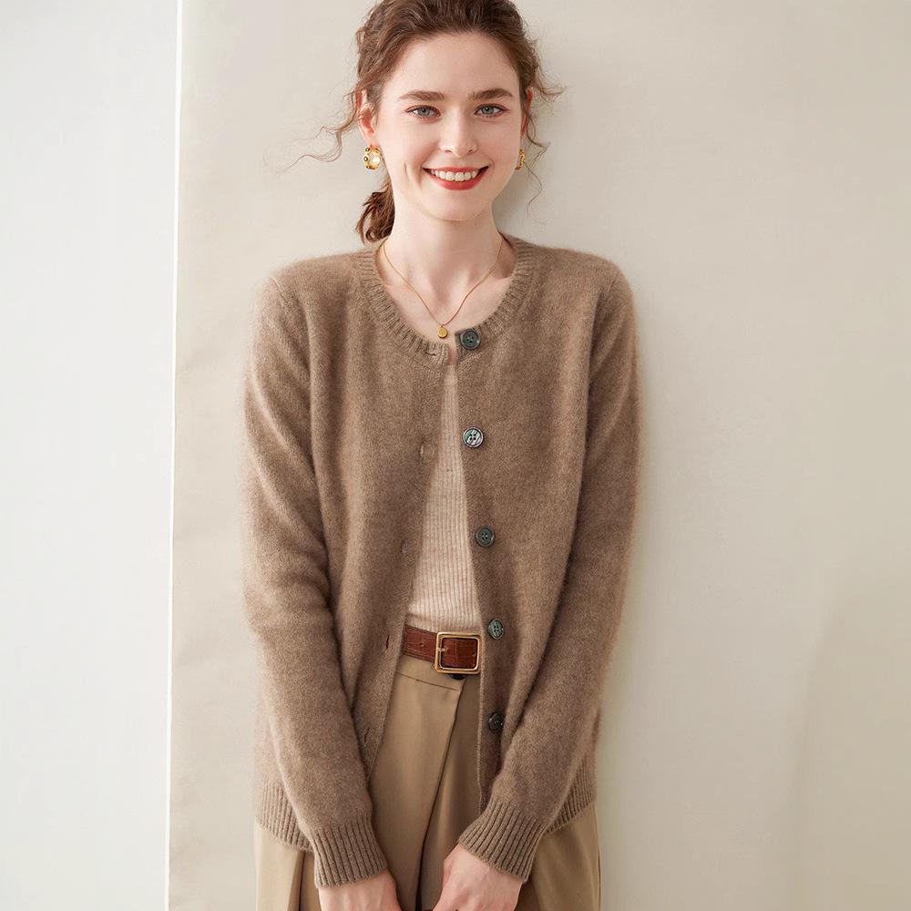 Women's Cashmere Knit Cardigan - Super Soft, Long Sleeve, Loose Fit, Thick, Versatile, Comfortable Sweater