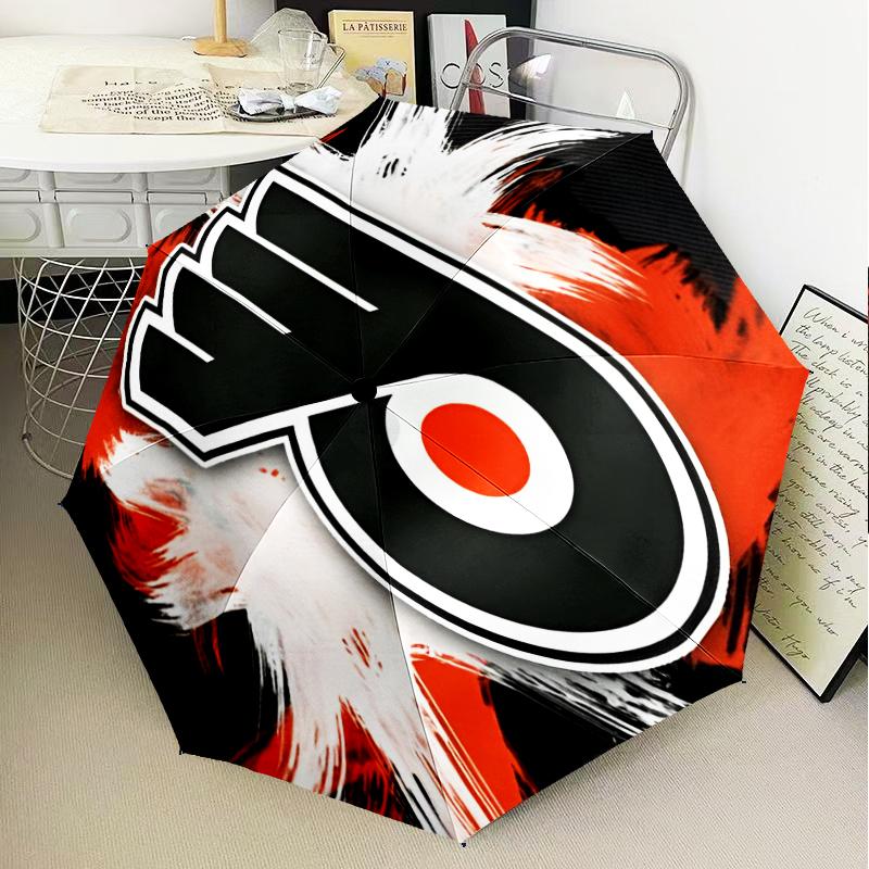 Flyers Hockey Logo Art Umbrella Folding umbrella, automatic umbrella 8-Frame for Travel, camping Use Gift for Halloween Christmas