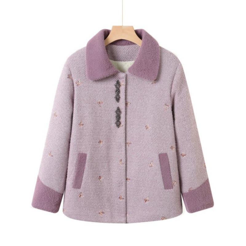 

Зимняя норковая бархатная новая благородная шерстяная куртка для женщин среднего и пожилого возраста 5XL [recommended 150-80kg] фиолетовый