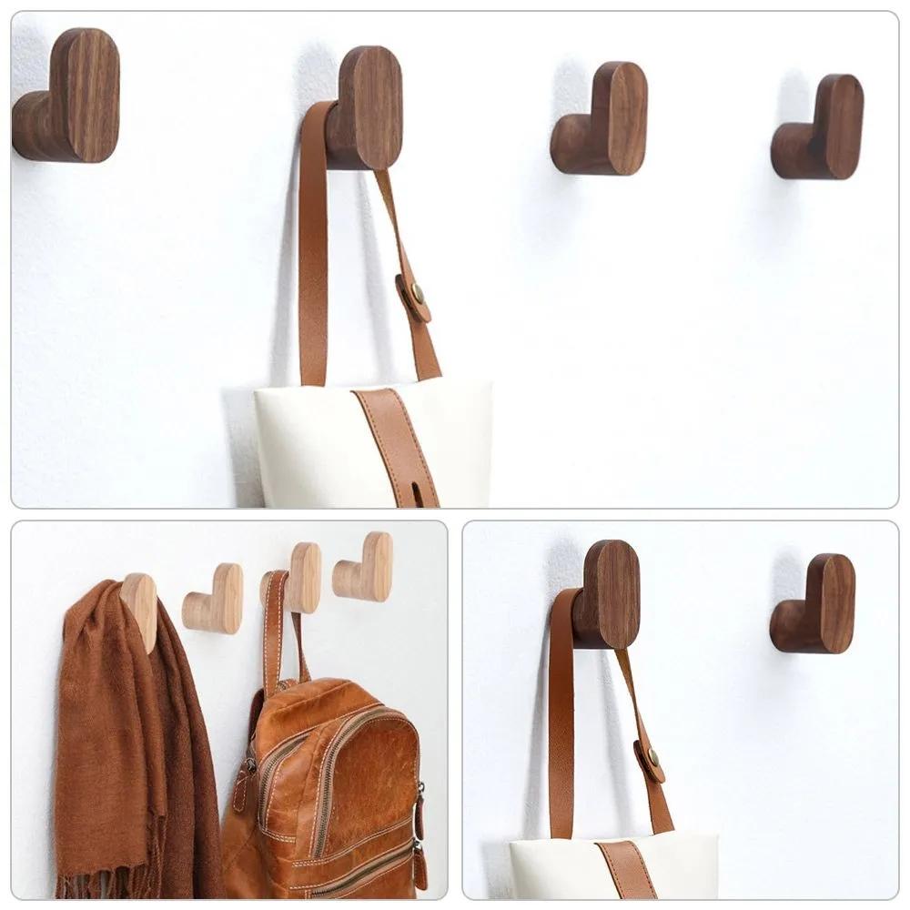 Wooden Hook Key Decorative Holder Door Hanger Wall Coat Rack Multi-Purpose Kitchen Bathroom Accessories Storage Gadgets Organize