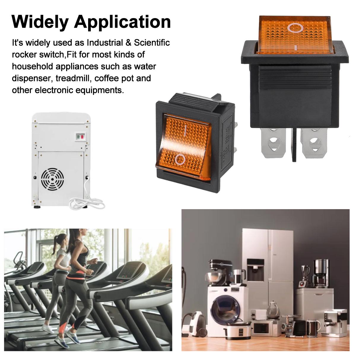 

10pcs Rocker Switch 4 Pins 2 Position ON/Off AC 10A/125V 6A/250V DPST Car Boat Black KCD4 Rocker Switch Toggle KCD2-201