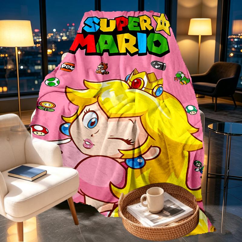 Princess Peach Toadstool Print Blanket - Soft & Comfortable, for Bedroom, Travel, Sofa, Home Decoration - Birthday Christmas Gift for Friend