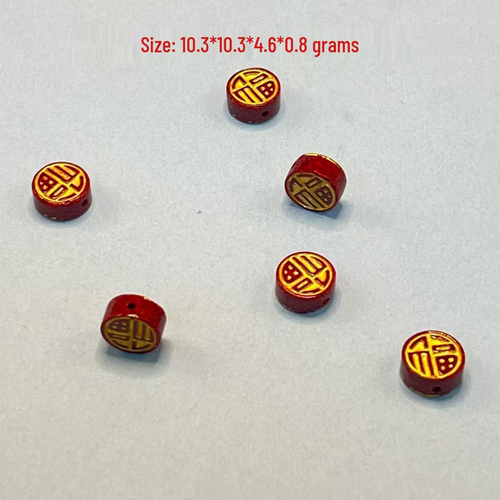 Original Gold-Plated Cinnabar Turtle Shell Fu Plaque and Gourd Pouch Accessories