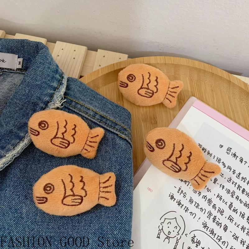 Cartoon Cute Snapper Burning Brooch Plush Fish Brooch Backpack Sweater Chest Flower Snapper Brooch Jewelry Jewelry Accessories