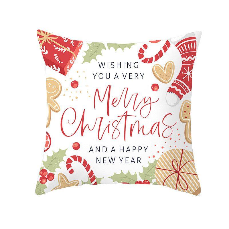 Polyester Peach Skin Christmas Cushion Cover 18" For Sofa Decor**